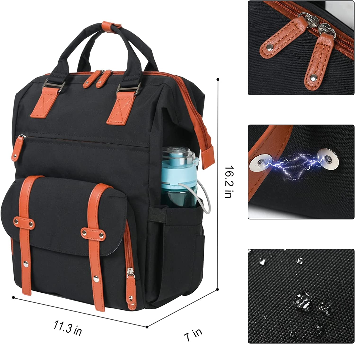 Banff Vintage Laptop Backpack for Women, Water Resistant Work Backpack Wide Open Large USB Charging Port Durable Doctor Bag School Backpack for 15.6 Inch Laptop in