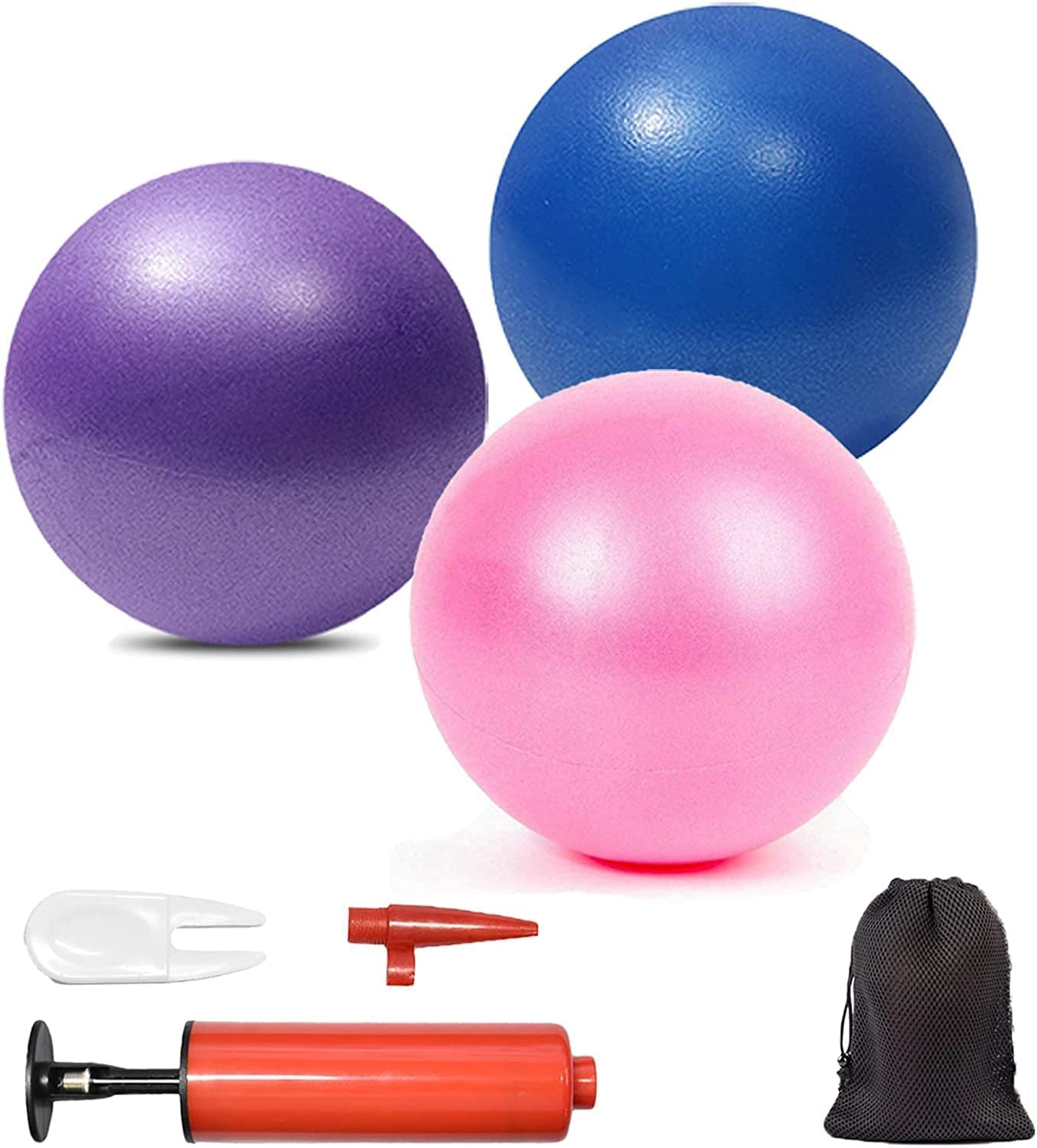  3 Pcs Pilates Exercise Mini 9 Inch Yoga Ball - Barre Small Bender Workout Fitness Balance Physical Therapy Squishy Balls Improves Stability Core Training Equipment for Home