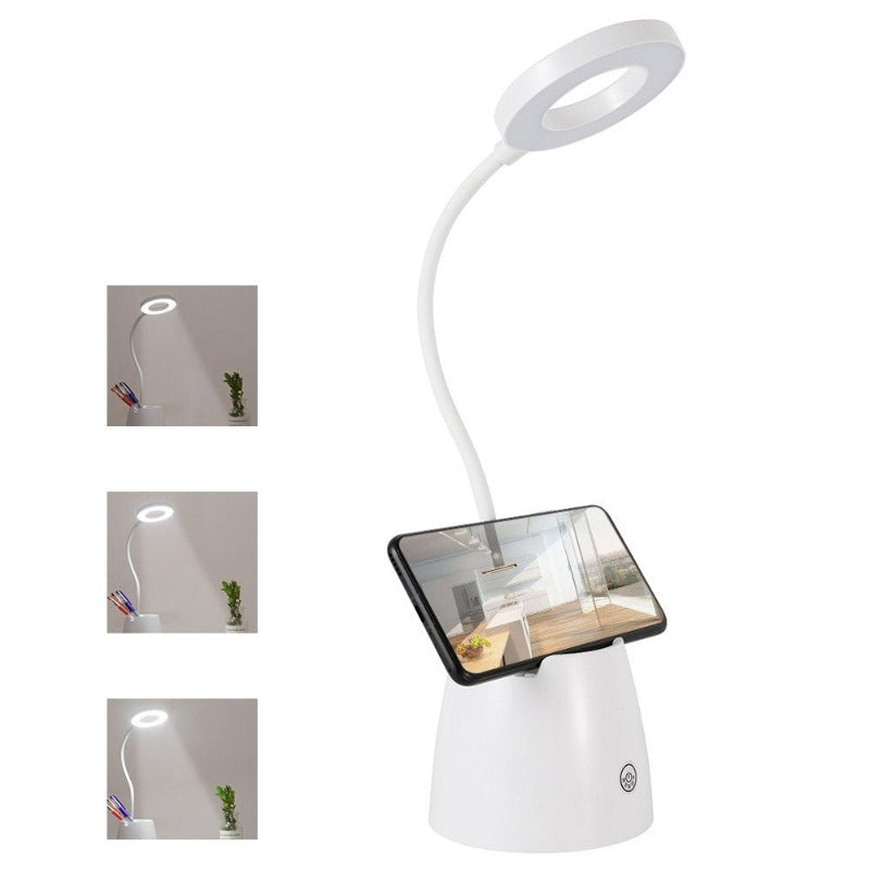  Desk Lamp LED USB Desktop Light with Pen Holder Flexible Touch Cordless Dimmable  Study Light 