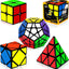 5 Pack Speed Cube Set, Puzzle Cube Bundle 2X2 3X3 Pyramid Dodecahedron Skewb Magic Cube Set, Smooth Sticker Cubes Games Toy