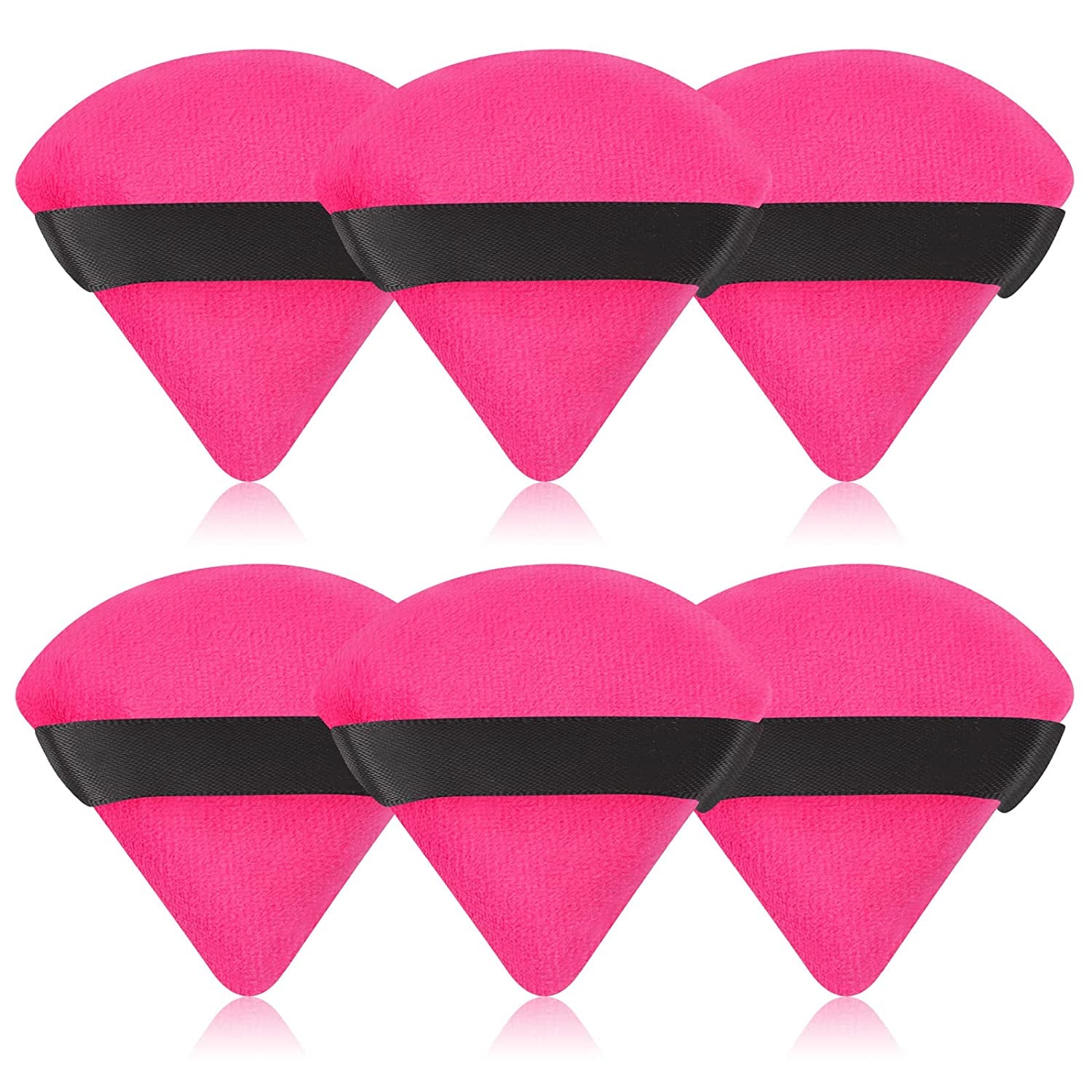 6 Pieces Powder Puff Face Soft Triangle Makeup Puff for Loose Powder Body Powder, Wedge Shape Velour Cosmetic Sponge for Contouring, Under Eyes and Corners, Beauty Makeup Tools