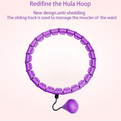 Weighted Smart Fit Hula Fit Hoop for Adults Weight Loss, 24 Sections Detachable Smart Hula Fit Hoop Exercise Equipment, Infinity Hoop Great for Adults and Beginners