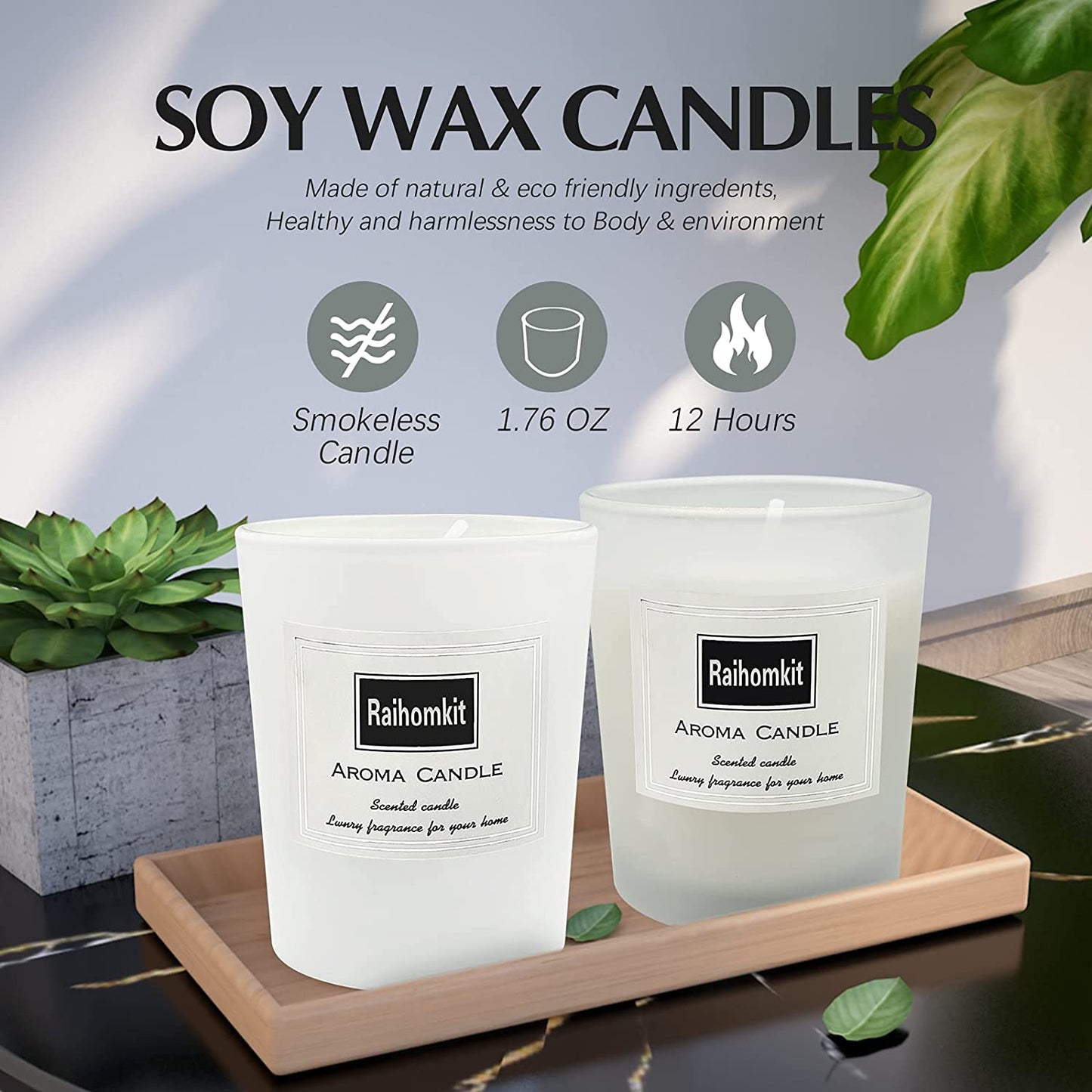 2 Pack Scented Candles for Her Sea Salt+Amber