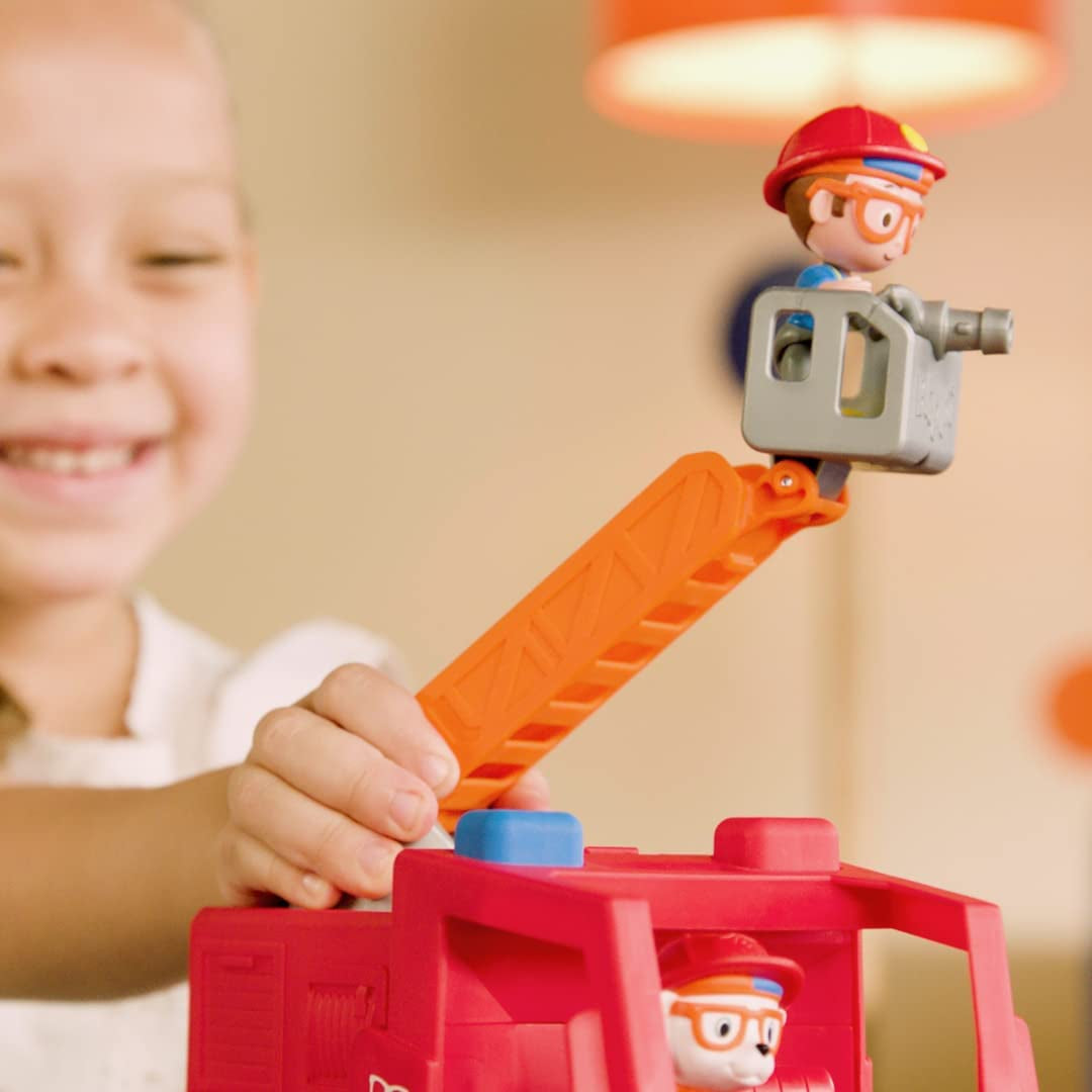 Blippi Fire Truck - Fun Freewheeling Vehicles with Freewheeling Features Including 3 Firefighter and Fire Dog, Sounds and Phrases - Educational Vehicles for Toddlers and Young Kids