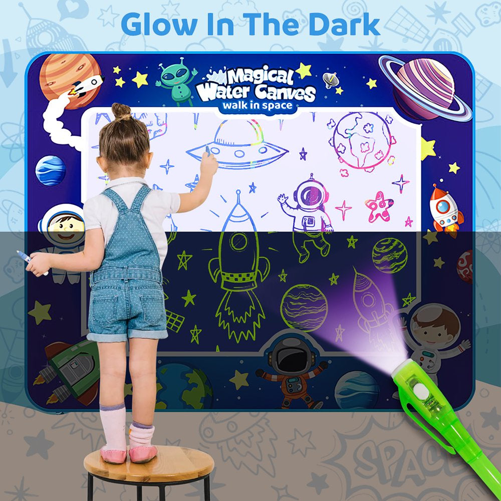 40x32 Inches Luminous Magic Doodle Drawing Mat Glow in the Dark, Extra  Large Water Drawing Mat Toddler Toys Gifts, Paint Writing Color Mat Kids  Toys