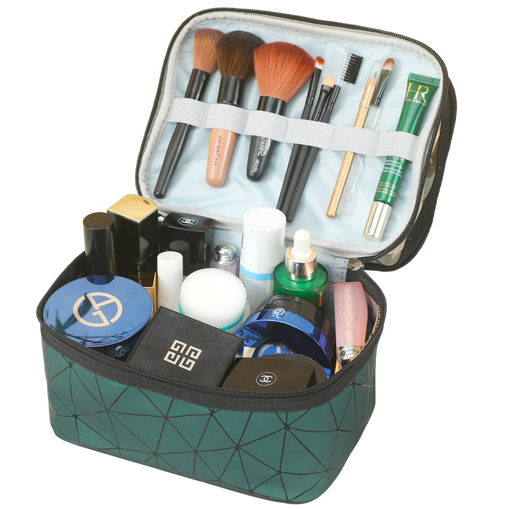 Makeup Bag Cosmetic Bag Travelling Make up Bag Organizer Travel Cases for Women Girls Reusable Toiletry Bags(Dark Green)