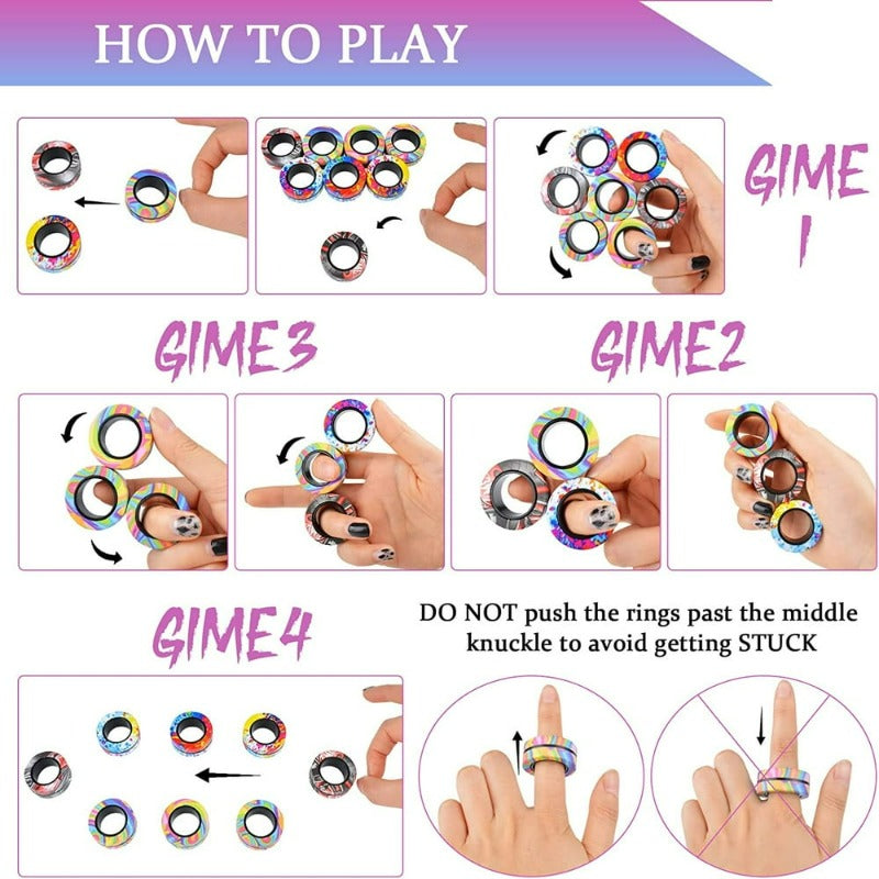 Fidget Ring Tutorials 9Pcs Magnetic Rings Fidget Toy Set, Idea ADHD Fidget Toys for Adult, F ...