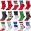 15 Pairs Women'S Christmas Socks Gifts for Women Girls Funny Novelty Colorful Cotton Holiday Crew Socks