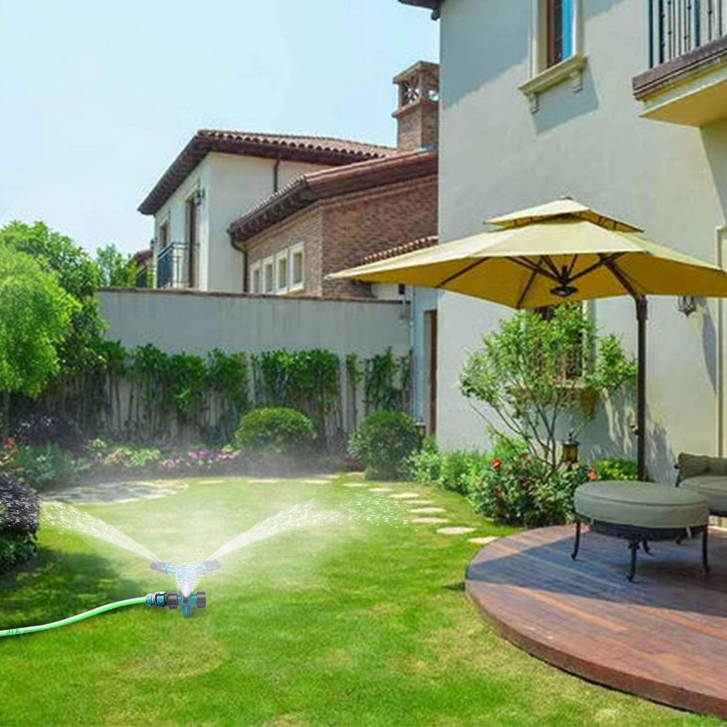 Garden Sprinkler for Yard - 360 Degree Rotating Lawn Sprinkler Covering Large Area Up to 2,000 Sq. Ft, Garden Water Sprinklers Adjustable Automatically Irrigation System for Yard