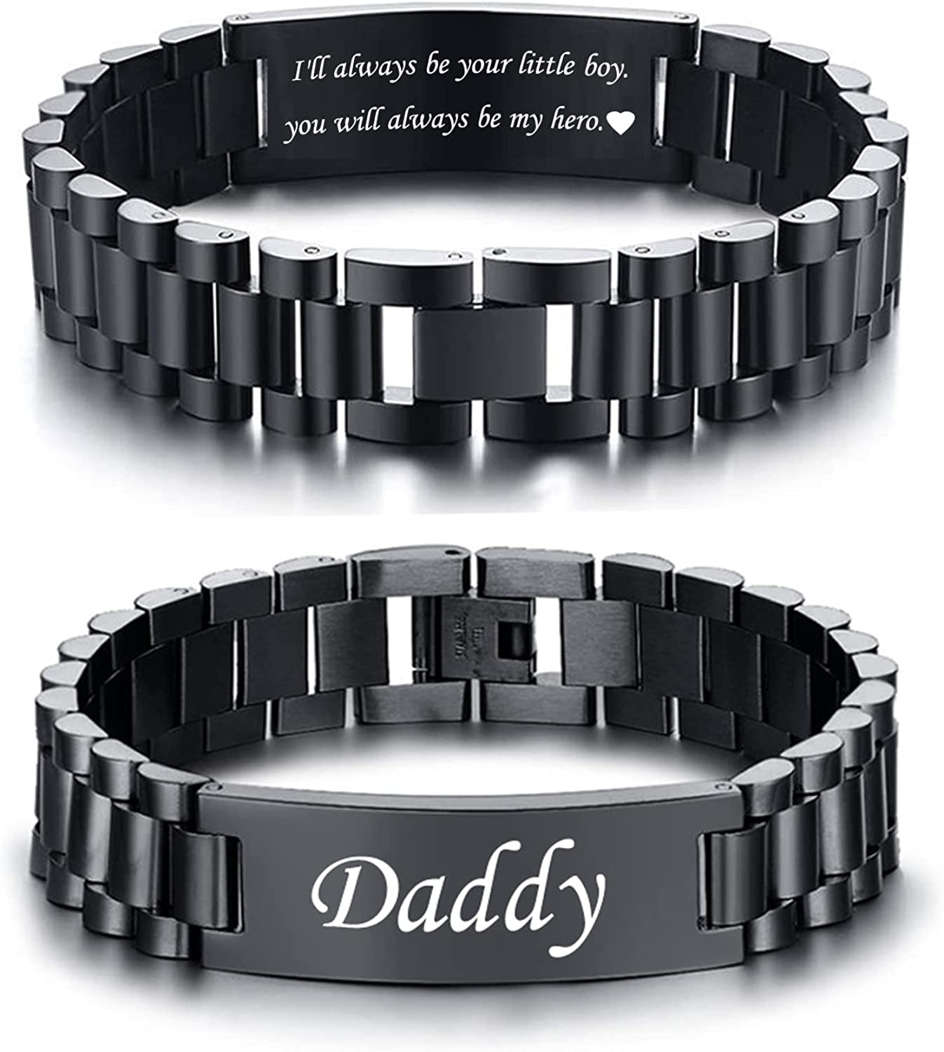 Watch Band Stainless Steel Link Bracelet Personalized Engraved DAD Jewelry Gift for Men DAD Father