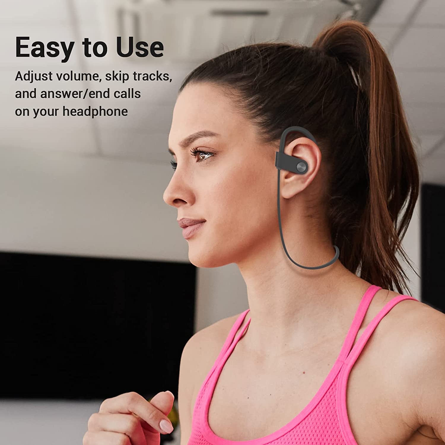 Lfutari Bluetooth Headphones, IPX7 Waterproof Wireless Sports Earbuds, up to 12 Hours Playtime, Hifi Bass Stereo Earphones with Mic, Sweatproof Headphones for Running