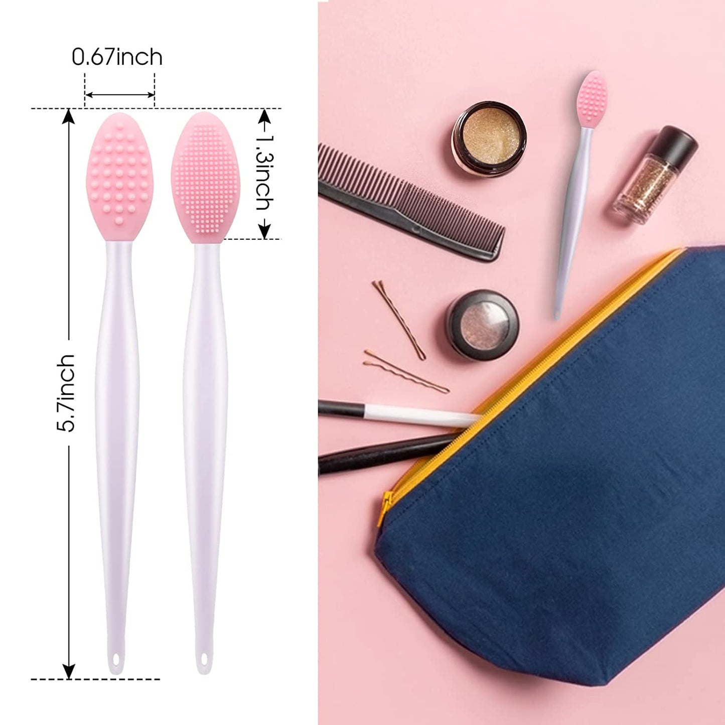 Lip Scrub Brush Lip Brush Tool,Double-Sided Silicone Exfoliating Lip Brush,Gentle Lip Exfoliator Scrubber Brush for Smooth,Soft,Bright,and Healthy Lips(2 PCS)
