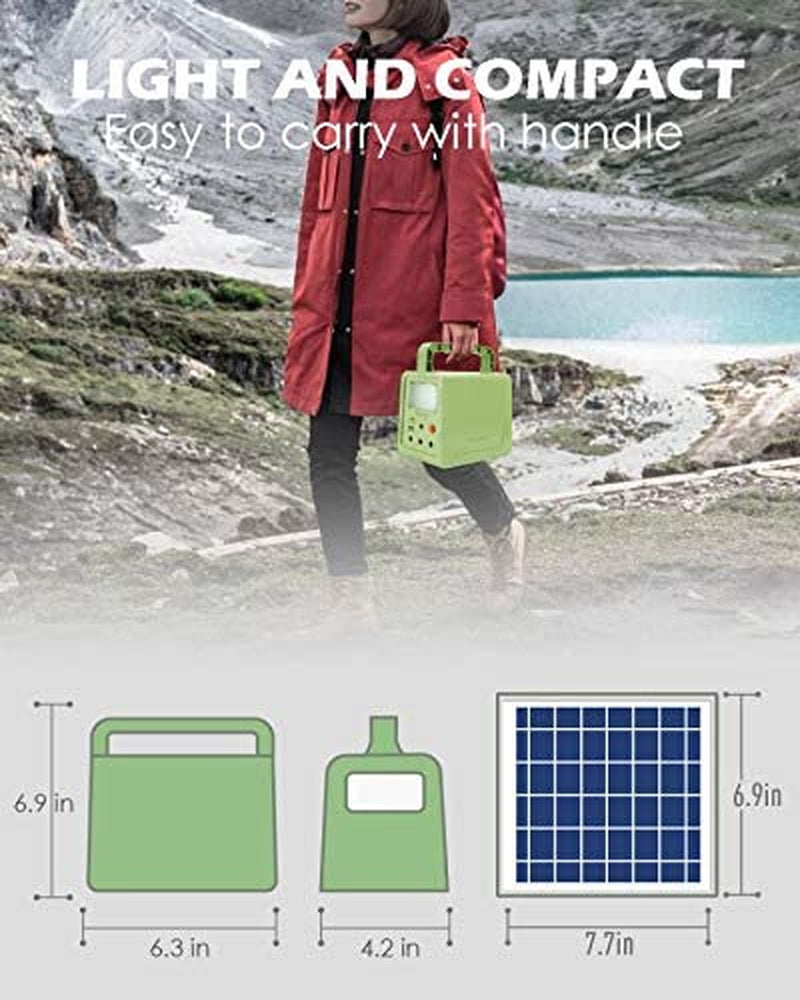 Portable Solar Generator 42Wh/84Wh, Portable Solar Power Station with Solar Panel & Flashlights, Rechargeable Home Emergency Power Bank, Camping Lights with Battery, USB DC Outlets, for Travel Fishing Hunting