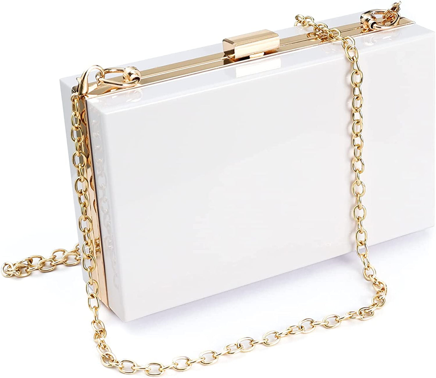 Women Clear Clutch Bag With Removable Gold Chain Strap