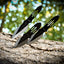 Perfect Point Throwing Knives – Set of 3 – Black/Satin Finish Blades w/ Thunder Bolt Etching, Black Stainless Steel Handles, Nylon Sheath, Full Tang, Well Balanced, Sport Knives – RC-595-3