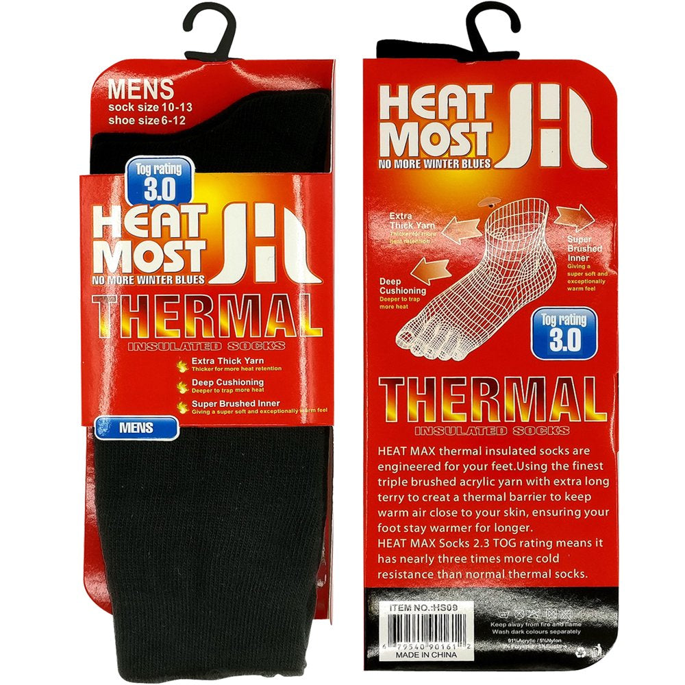  2 PK Mens Winter Heated Heat Warm Boot Heavy Duty Thermal Socks Size 10-13