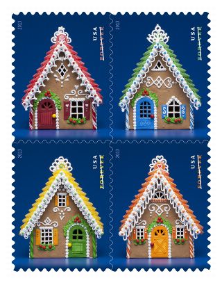 USPS Gingerbread Houses 2013 Forever Holidays Stamps - Book of 20 Postage Stamps